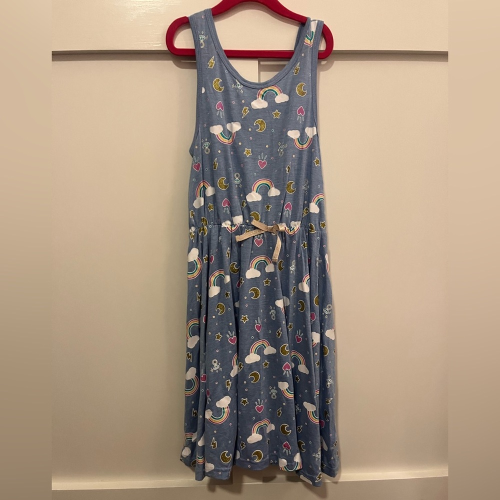 Casual Blue Dress with Whimsical Print